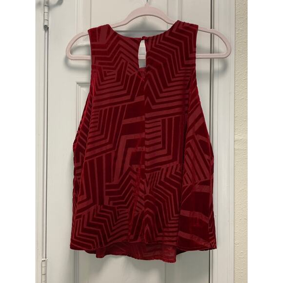 Anthropologie Sunday in Brooklyn Labyrinth Red Velvet Printed Tank SIze Small - Picture 3 of 5